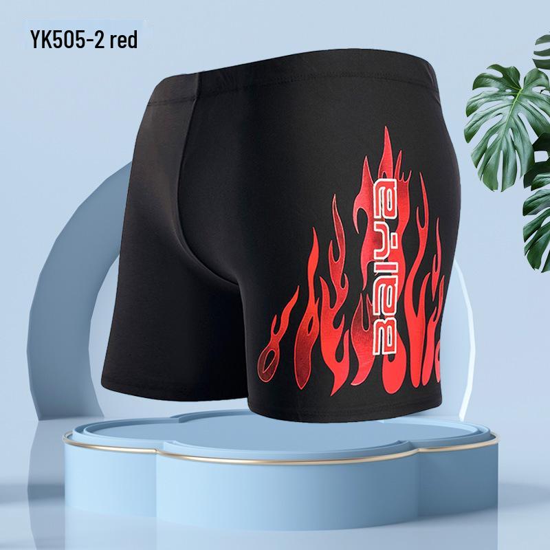 Costume de baie pentru bărbați mărimi mari stil flacără cu picior pătrat - Articole de plajă confortabile pentru adulți.