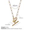 Stainless Steel Freshwater Pearl OT Buckle Necklace Bracelet Set Simple Gold Plated Necklace Bracelet