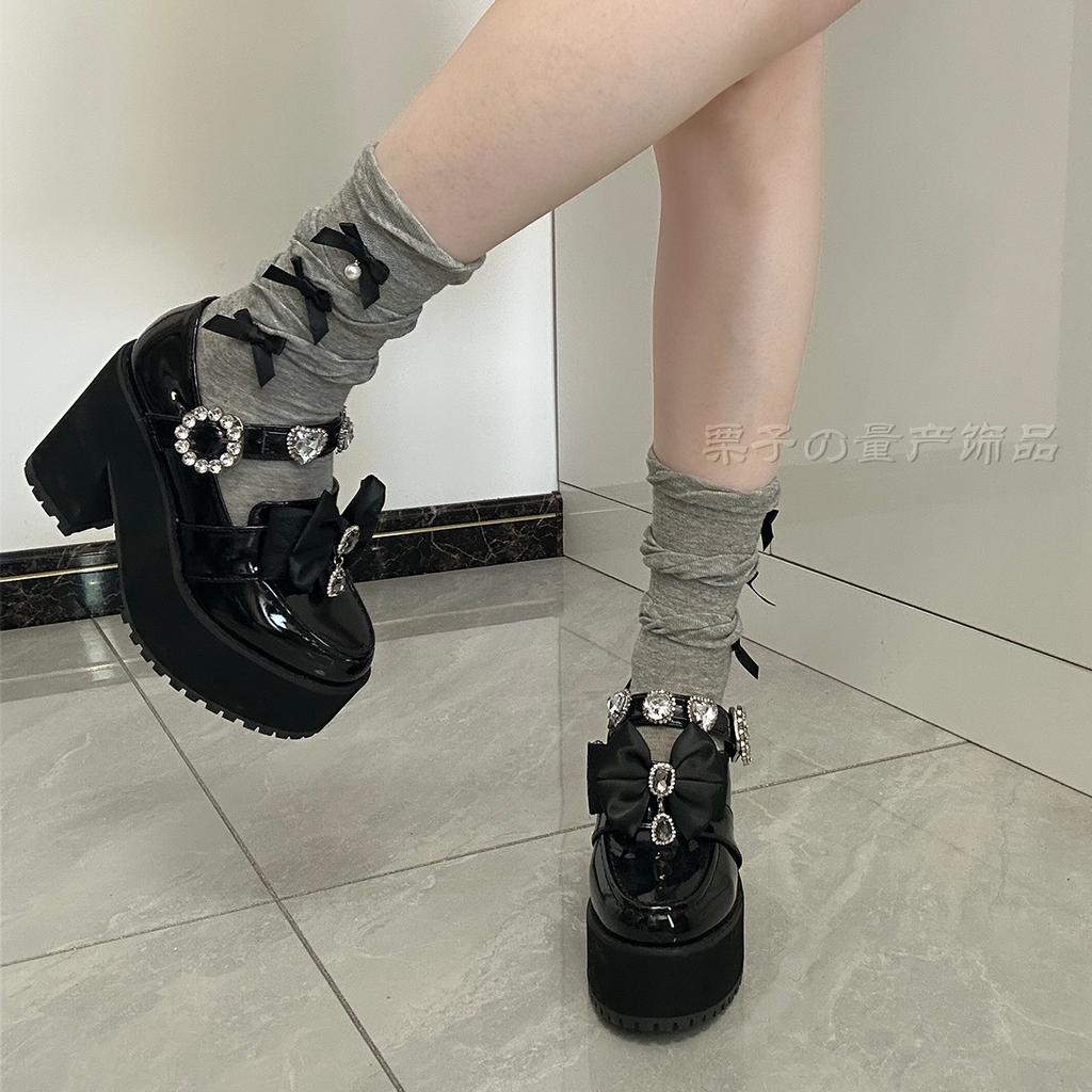 Three-layer Cake Edge Bow Tube Socks Japanese and Korean Girls Versatile Socks Lolita Socks
