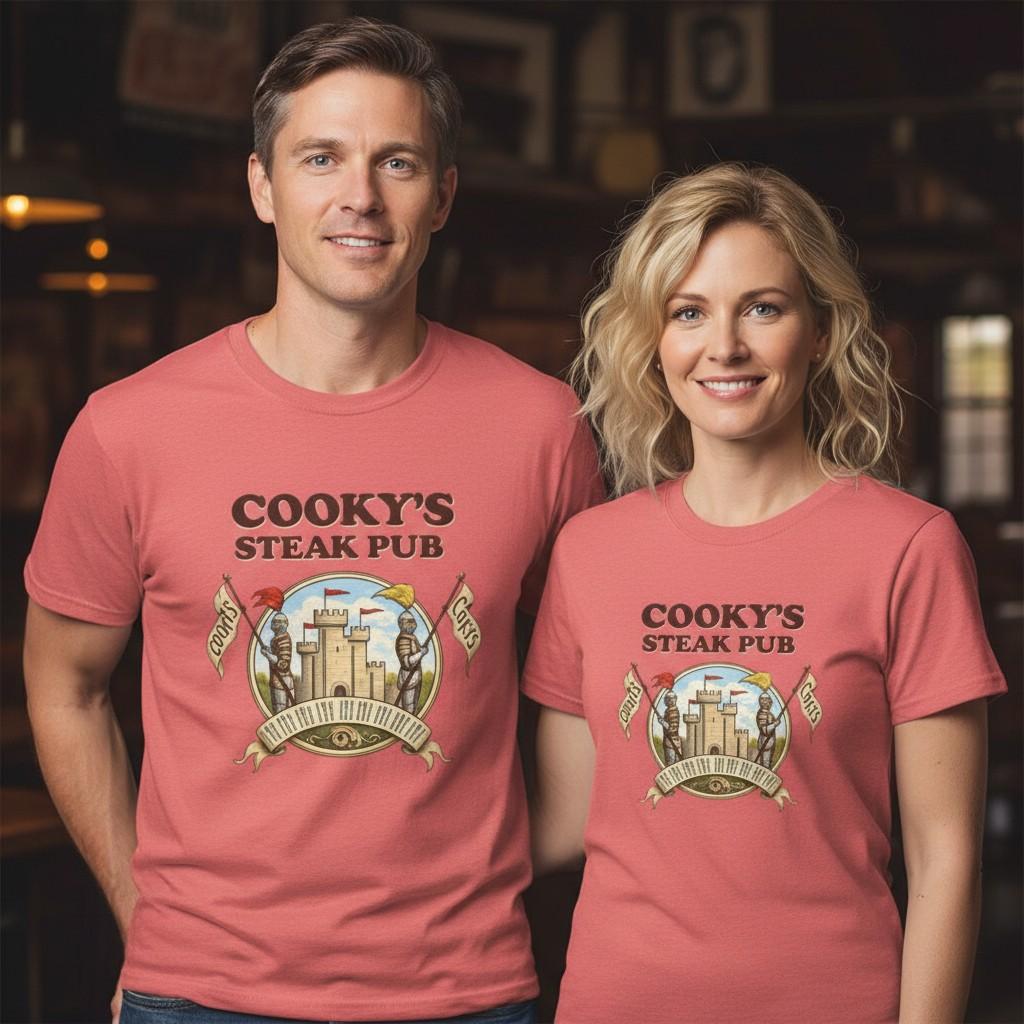 Cooky s Steak Pub Logo Tee | Retro New York Restaurant Pub Badge T-shirt 2XL