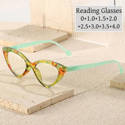 Fashion Cat Eye Reading Glasses for Women Anti Blue Light Presbyopia Eyewear with Diopter +1.0 +1.5 +4.0