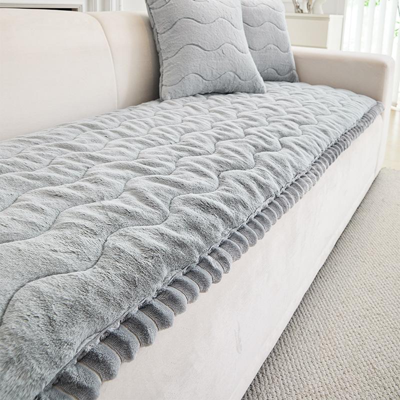 Thick Plush Sofa Cushion Non Slip Winter Warm Sofa Pad Simple Design Soft Cozy Sofa Cover