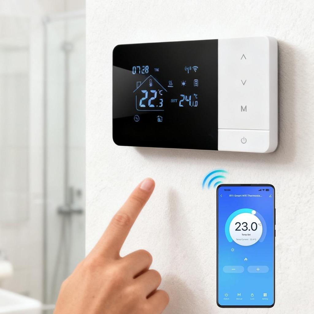 Smart Battery Powered Thermostat for Gas Boiler Heating/Cooling Temperature for Home APP Voice Control Wifi Actuator Pump
