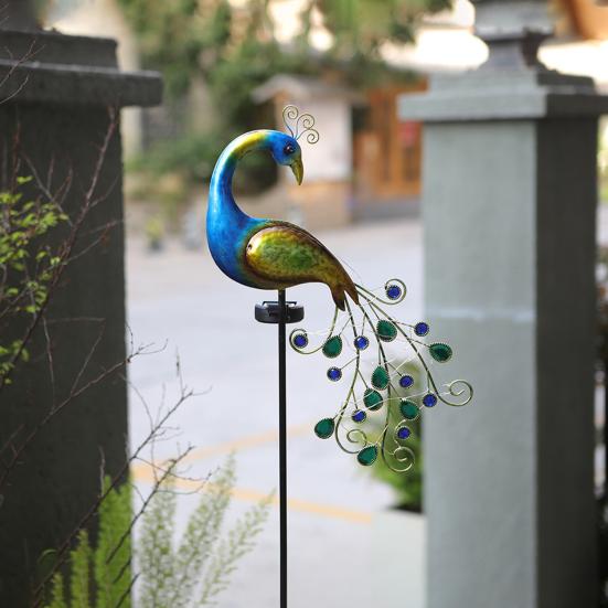 Yousheng Solar Peacock Garden Stake Light Waterproof Metal Decorative Landscape Path Lights for Outdoor Patio Lawn Yard Decoration