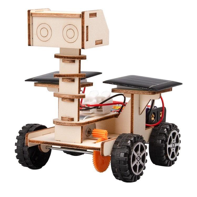 Solar Car Lunar Exploration Vehicle Children'S Diy Hand-Assembled Model Diy 3D Wooden Puzzle Science And Education Toys