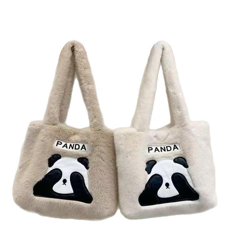 Panda Plush Tote Bag - Large Capacity Handbag for Women