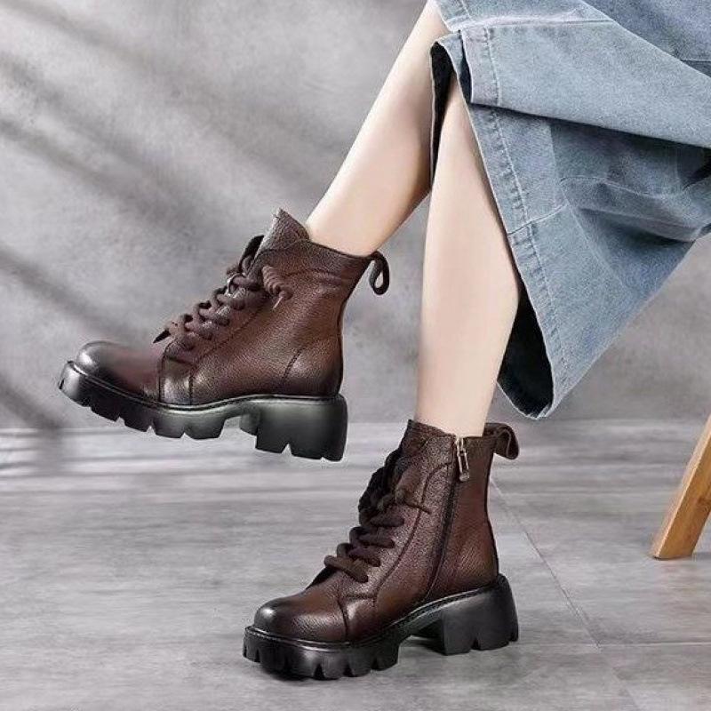 Spring Autumn New Fashionable Luxury Women's Boots British Style Versatile Fashion Round Head Fashion Boots Casual Women's Shoes