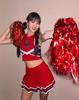 [Lady Lazy] Cheerleader Cosplay Costume Halloween Photoshoot Support Sexy Miniskirt Midriff-Baring Red (XXL)
