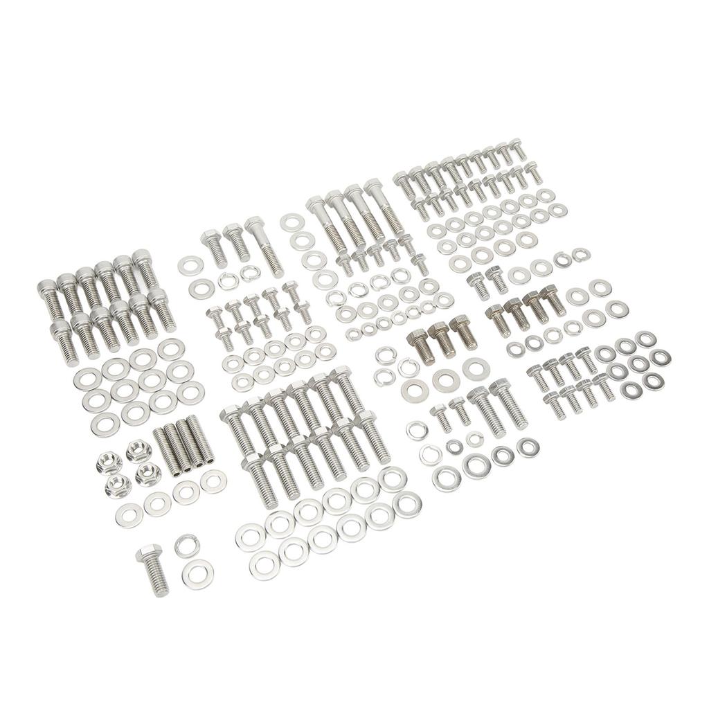 211pcs Engine Hex Bolt Kit Stainless Steel Long Lasting for SMALL BLOCK 265 283 305 327 350 400