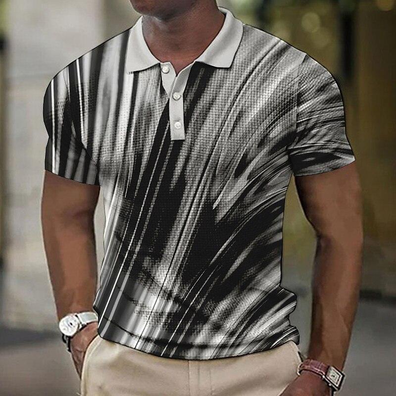 

men polo shirt short sleeve 3d print tops fashion polyester breathable comfortable polos shirts 4XL