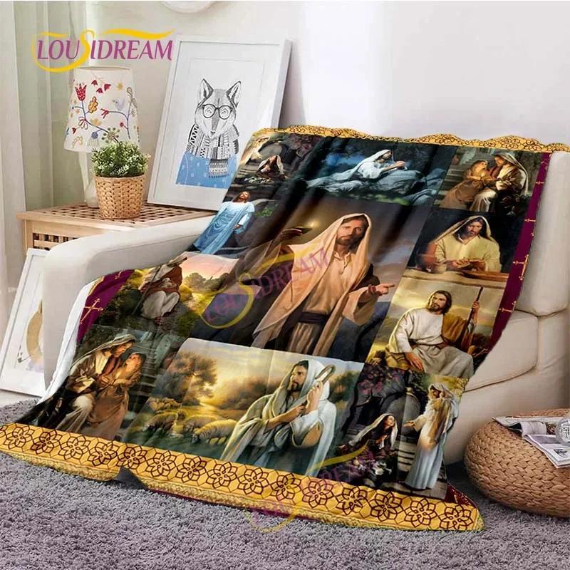 Kind Jesus and Blessed Virgin Mary Soft Christian God Flannel Art Faith Bed Comfortable Home Hiking Four Seasons Warm Blanket