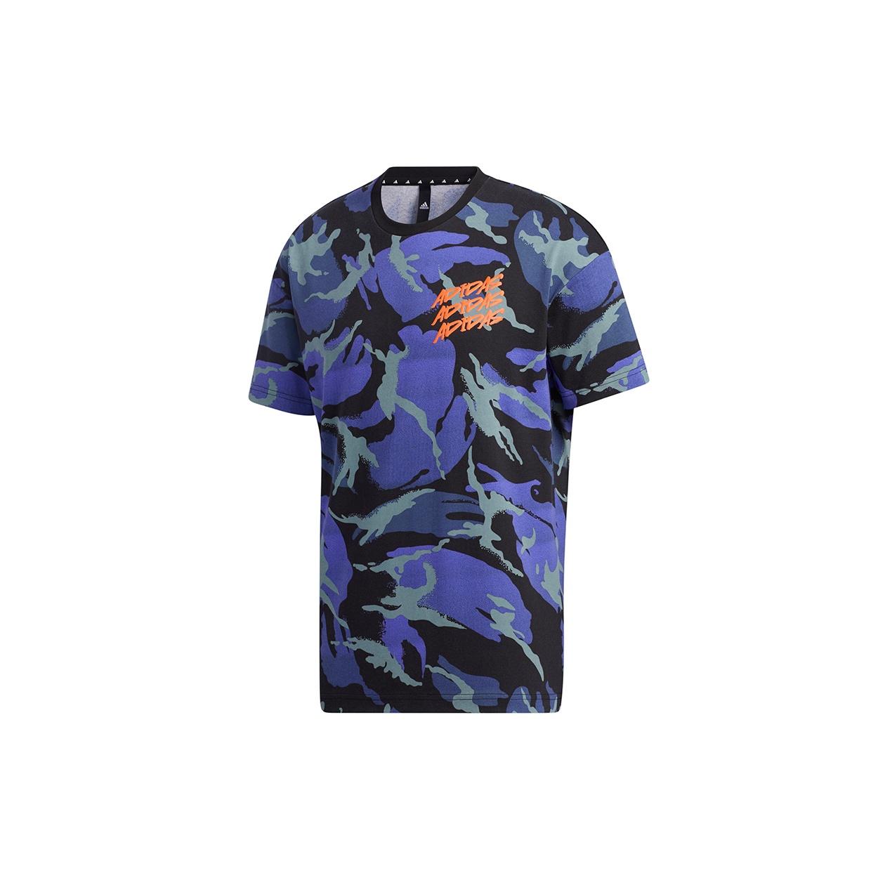 adidas Ub Gfx T Aop Sports Camouflage Printing Short Sleeve Blue Men s GP0882 M