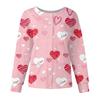 Women's Casual Fashion Long Sleeve Standing Collar Single Breasted Valentine's Day Print Workwear Jacket Tops