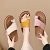 Set of Toe Cool Slippers Women's 2025 Summer New High-end Metal Buckle Simple Casual Outer Wear Flat-bottomed Thick-bottomed Slippers
