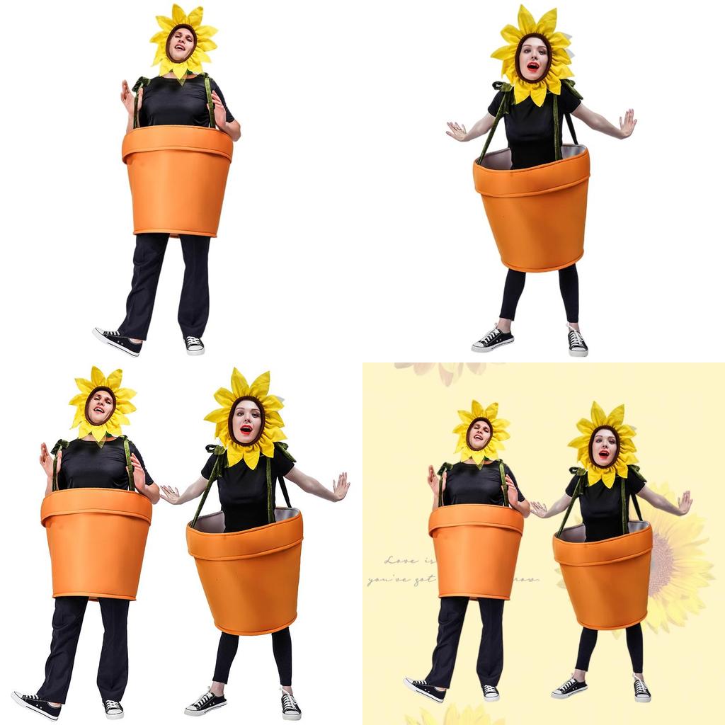 Whimsical Sunflower Pot Plant Dress For Cosplay And Dancing