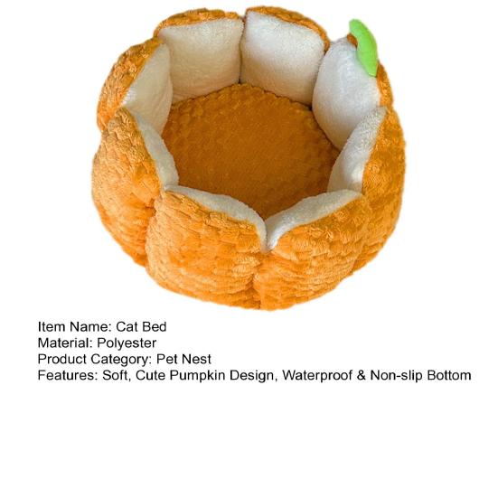 Pumpkin Cat Bed 16.5/19.7 In Soft Fleece Pet Mat Warm Dog