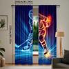 2Pcs Teens Ice Hockey Window Curtains For Bedroom Living Room Sports Games Theme Decor Rod Pocket Design Modern Simplistic
