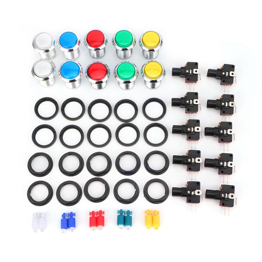 32mm Small Round SilverPlated Button with Light Game Console Button Switch Arcade Button