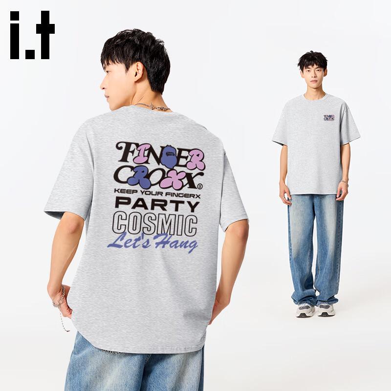 Fingercroxxit Men s Cotton Logo Print Loose Short Sleeve T-Shirt 2XL