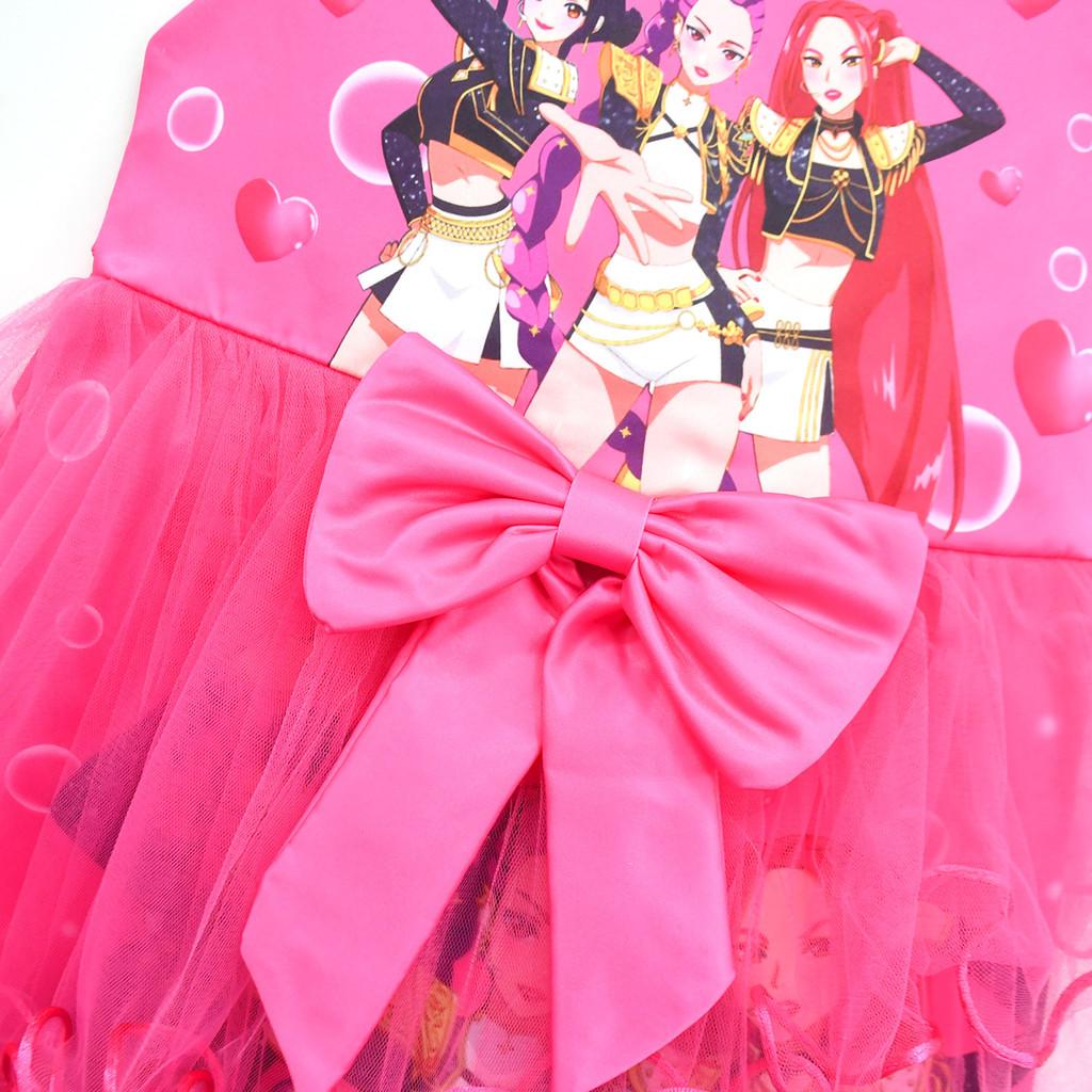 82937 Vícebarevné Dívčí Kpop Rumi Zoey Mira Tištěné Síťované Šaty Halloweenský Vánoční Karneval Školní Párty Šaty Kostým