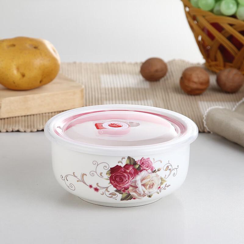 ZISIZ Zestaw Ceramicznych Pojemników na Żywność z Motywem Kwiatowym - 3 sztuki