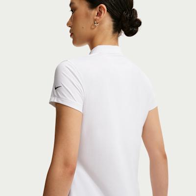 Nike DRI FIT UV Golf Clothing Women's White/Black Polo Collar Moderate