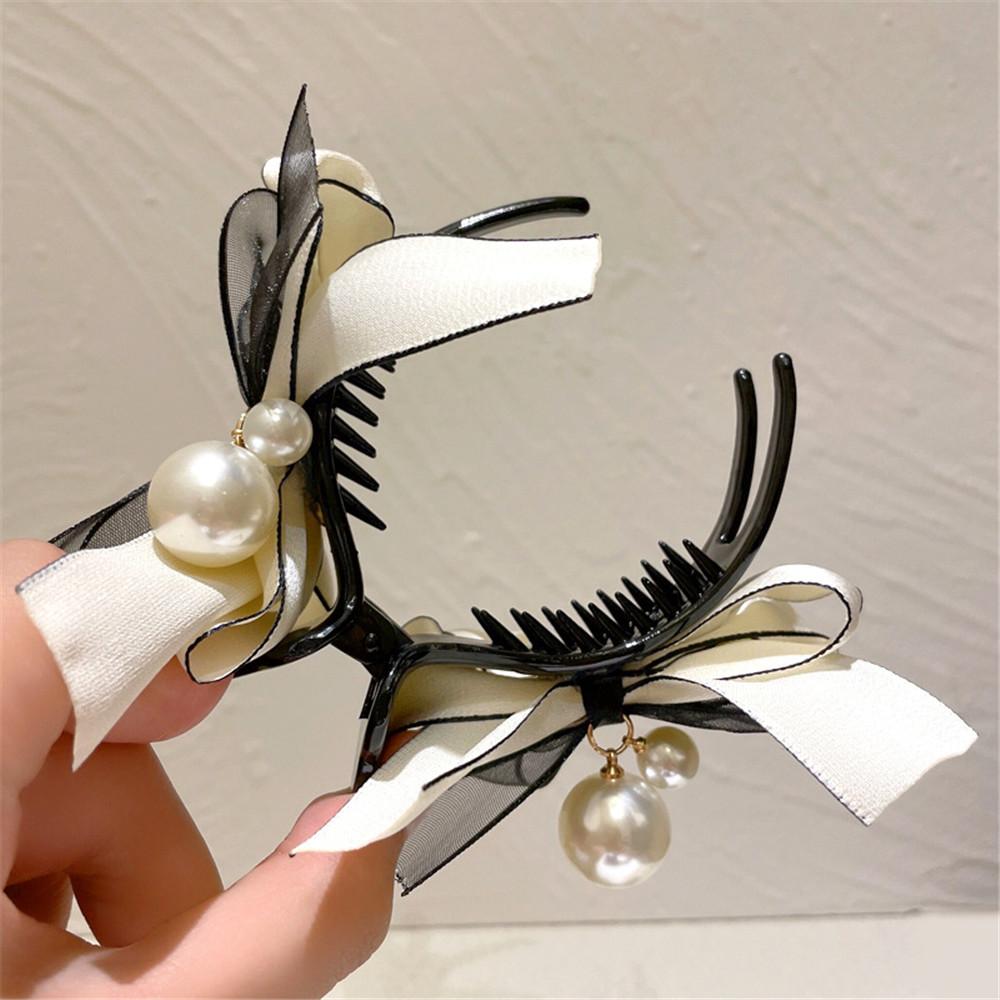 Mode Perle Spitze Schleife Haarnadeln Für Frauen Koreanisch Elegant Hai-Klammer Hinterkopf Haarspange Mädchen Haarschmuck Schmuck Geschenke