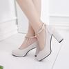 White Black Women Wedding Shoes Crystal Preal Ankle Strap Bridal Shoe Woman Dress Shoes Seay Pumps Sweet Party Shoe