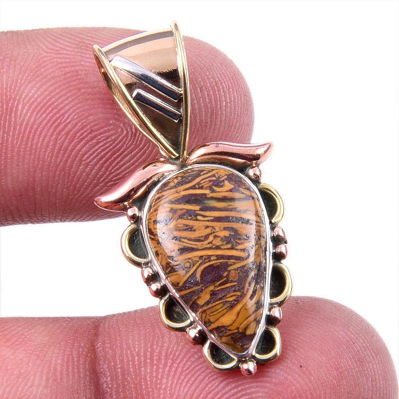 

Natural Maryam Jasper 925 Solid Sterling Silver Gift TwoTone Pendant 1.25 r7c17