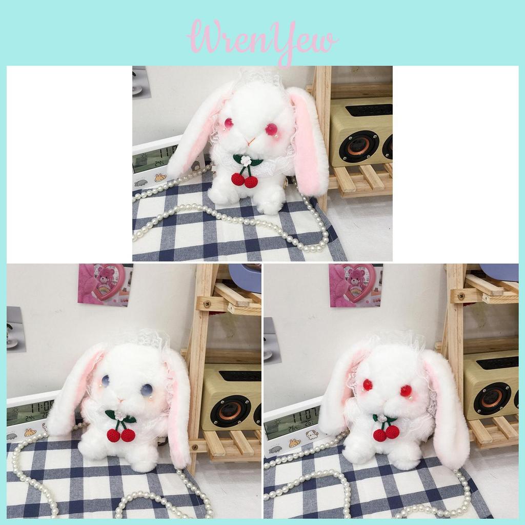 Kawaii Bunny Plush Small Bag With Inner Zipper Pocket For Street Fashion