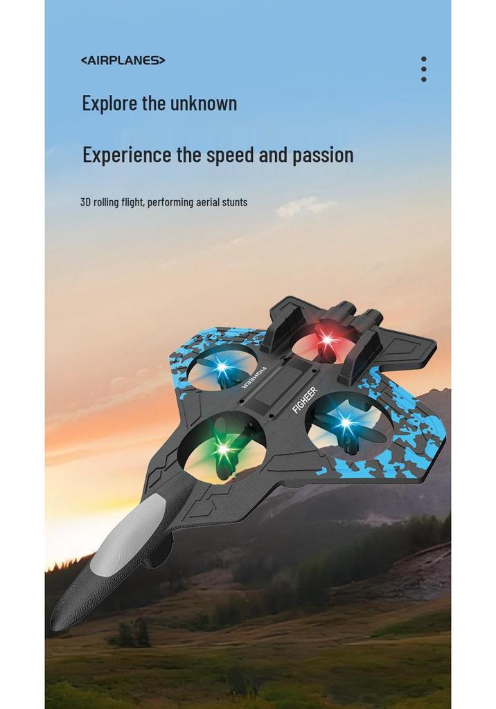 H19 Drop-resistant EPP Foam Stunt RC Airplane Hand-throw Fighter Quadcopter Toy Drone