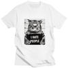 I Hate People Meow Tričko s potiskem Fun Cat Print Trička Volné Street Krátký rukáv Dámské/Mužské 100% bavlna Oblečení Neformální tričko