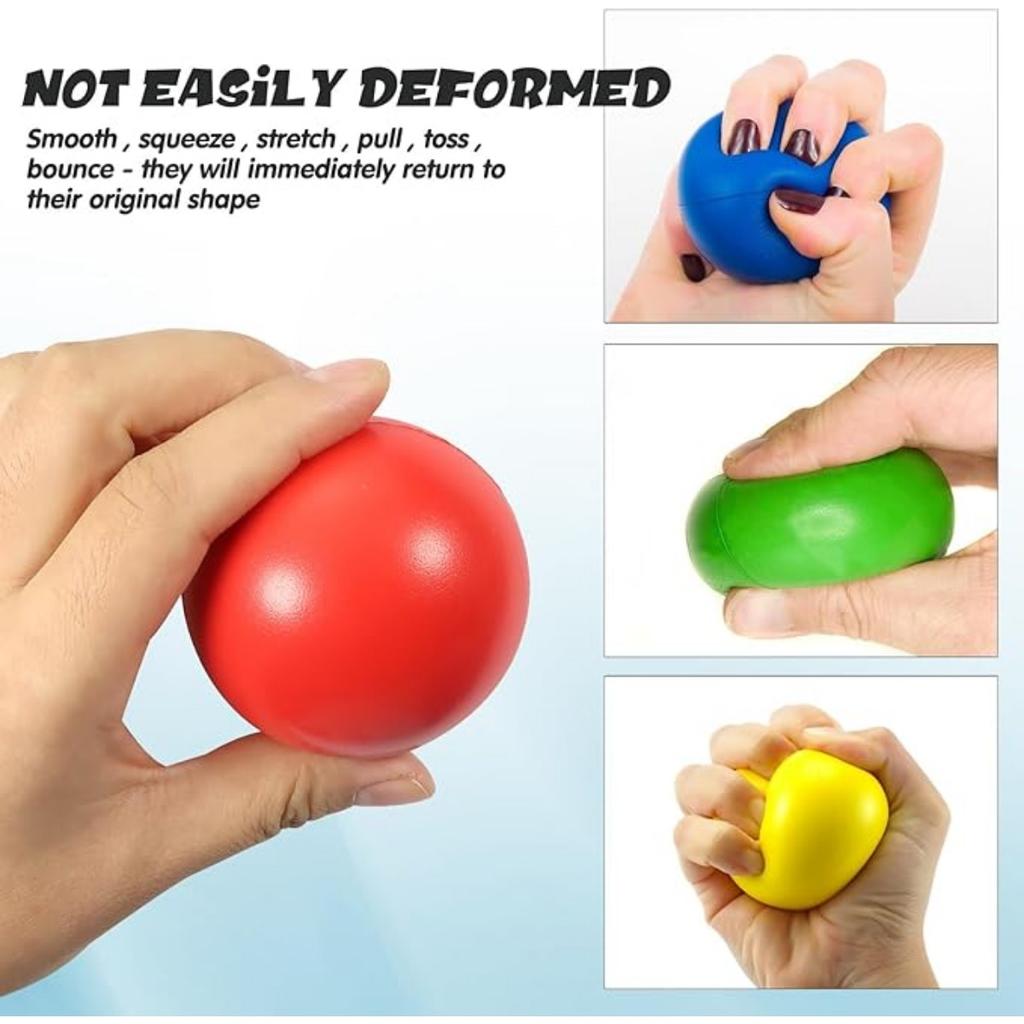4PCS Stress Relief Balls Non-Toxic Squeeze Balls Colorful Foam Balls for Kids and Adults Hand Exercise Squishy Relief Toys for Anxiety ADHD Autism