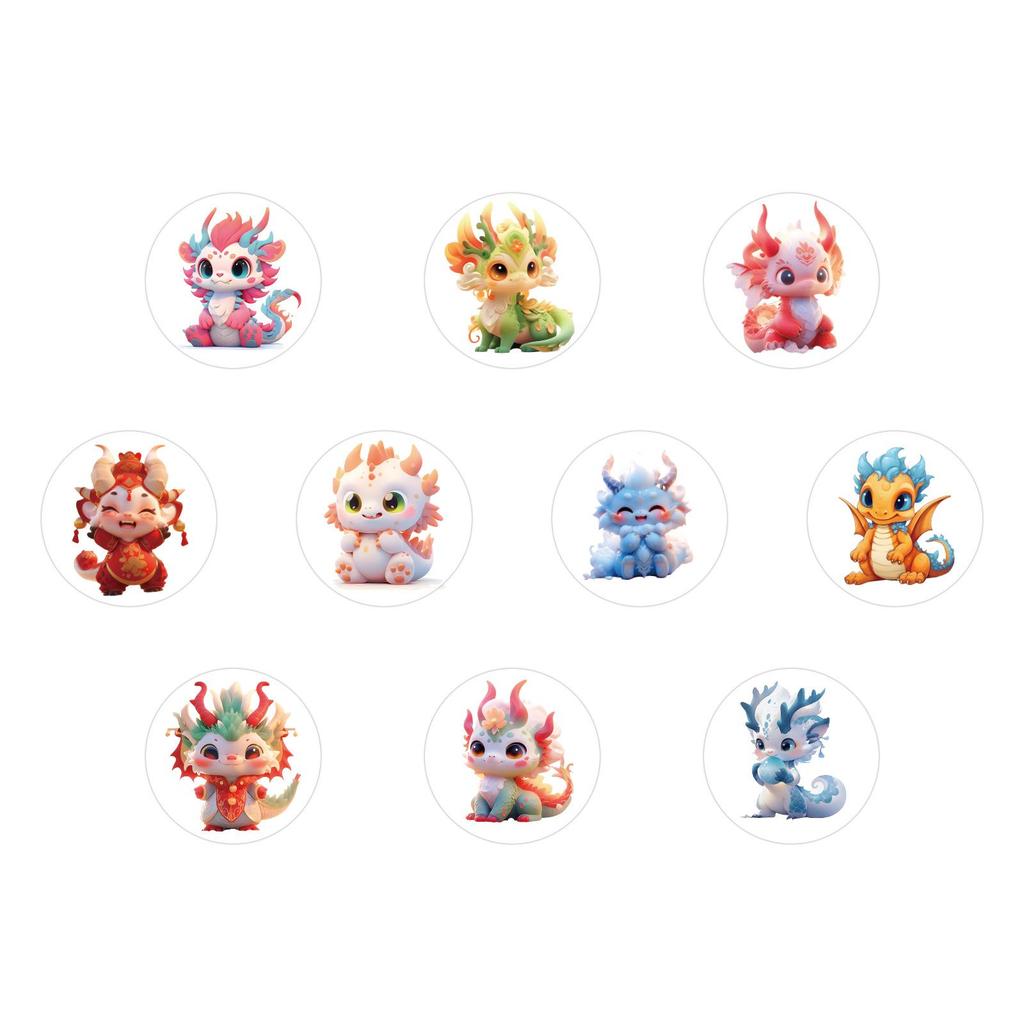 500 Cartoon Dragon Baby Stickers - Cute & Wavy Journal Decoration for DIY Notebooks & Kids' Stationery