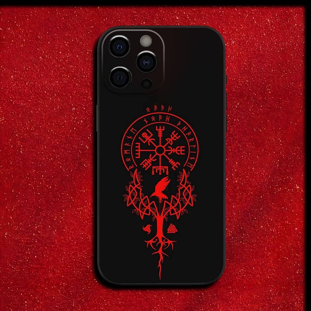 V-Viking V-Vegvisir Navigation Compass Phone Case For iPhone 16,15,14,13,12,11,Pro,XS,Max,XR,Plus,E,SE4,Mini Black Cover