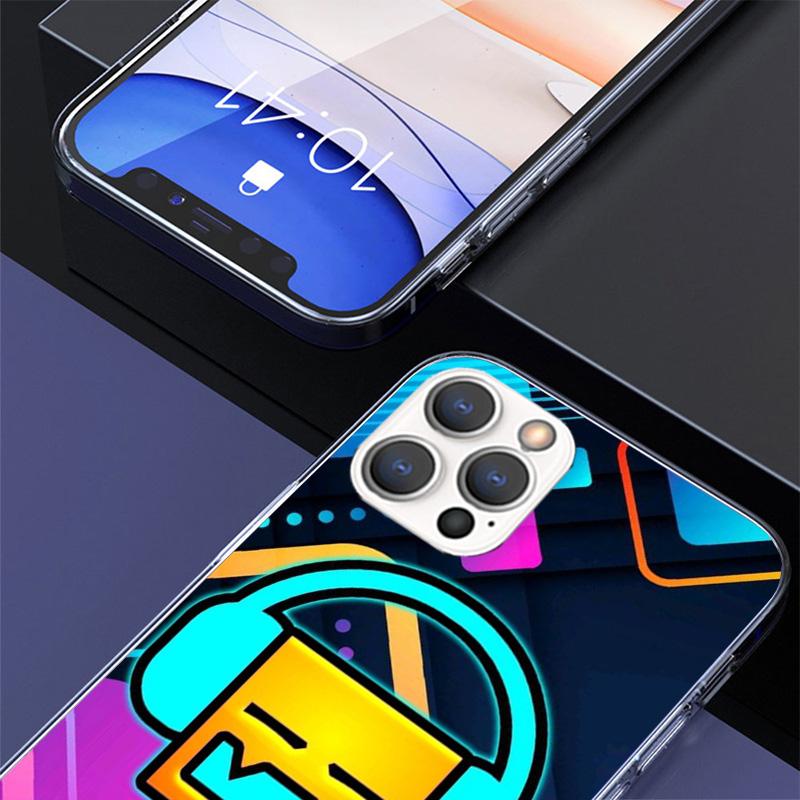 Capa de Celular Jogo Geometry Dash Para iPhone 17 Air 16 Pro Max 16E 15 + 14 Plus 11 12 13 Mini 7 8 SE Capa com Impressão de Presente Fundas 16 Pro