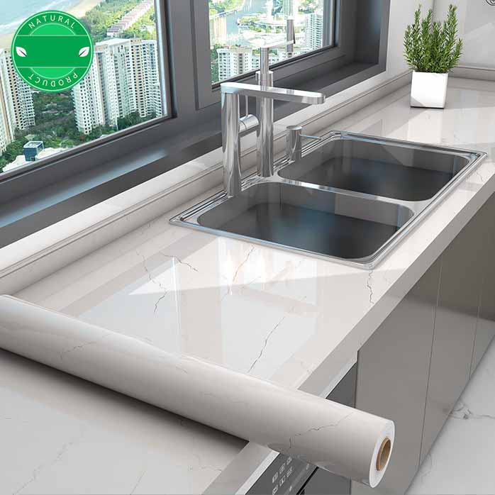 Self-adhesive Marble-pattern Oil-proof Kitchen Countertop Film Heat-resistant Renovation Moisture-proof Wall Sticker