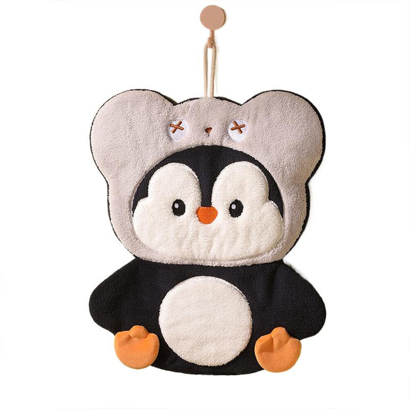 Cartoon Penguin Hand Towel Kitchen Bathroom And Toilet Hand Towel Hanging Type With Super Water Absorption Quick Drying