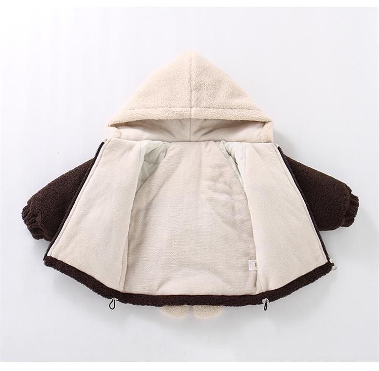 Boys' Cartoon Fleece Sweater with Velvet, Winter Three-Layer Quilted Jacket