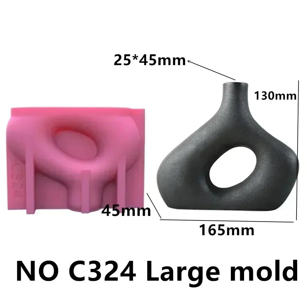 Nordic Striped Donut Cylindrical Vase Epoxy Resin Silicone Mold Circular Ring Donut Vase Concrete Cement Gypsum Silicone Mold