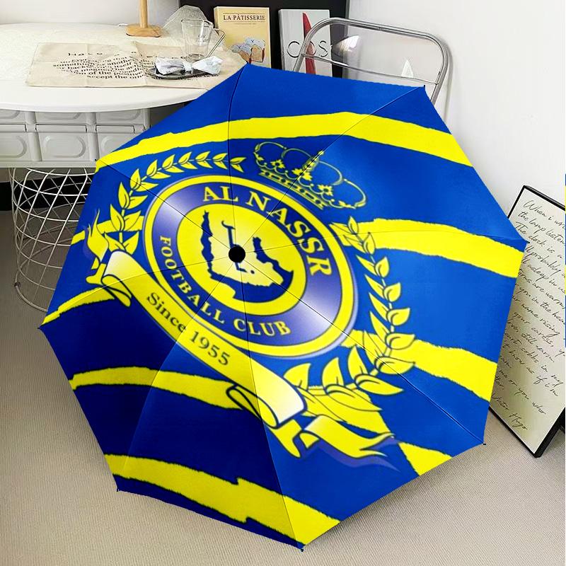 1PC Al-Nassr Football Club Crest Printed Umbrella Folding umbrella, automatic umbrella 8-Frame for Travel, camping Fan gifts Christmas Gifts