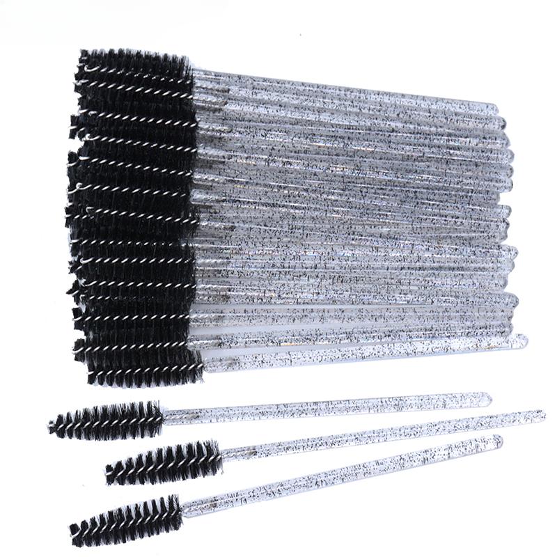 CNKESS 50Pc bags/cans Disposable Eyelash Extension Mascara Wand Glitter Micro Lash Brushes Spoolie With Container Case Wholesale