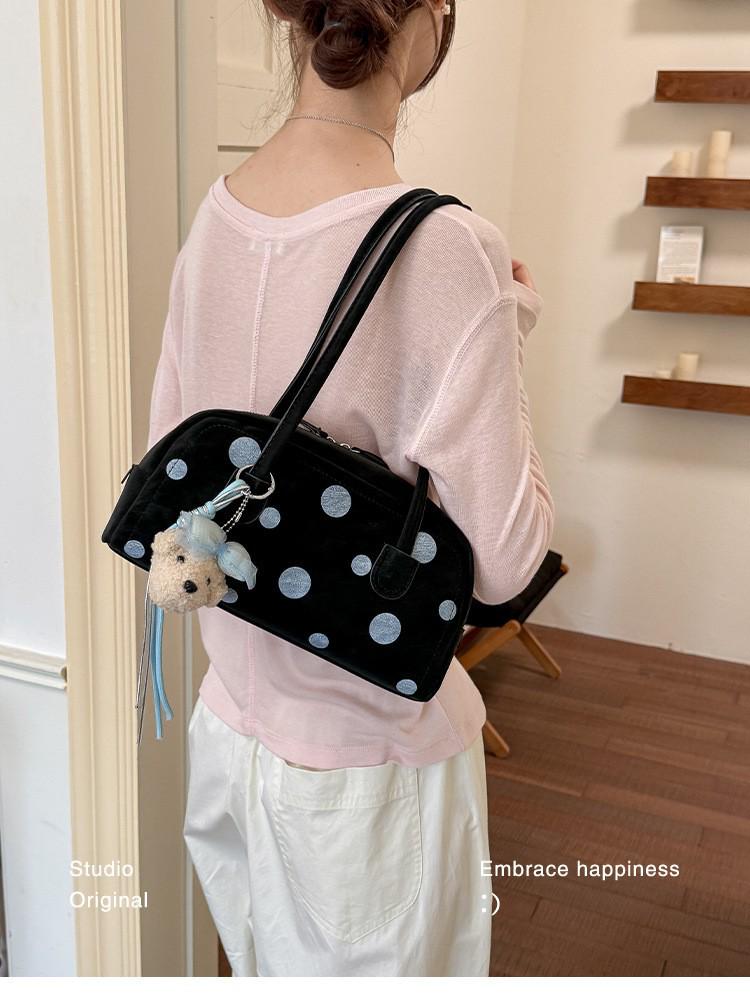 2026 Summer Women's Korean Polka Dot Underarm Bowling Bag - Stylish Single Shoulder Crossbody