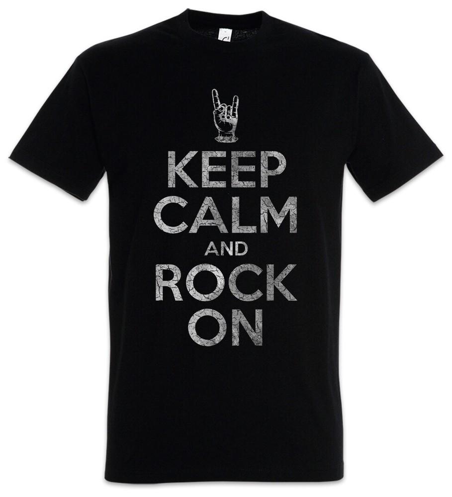 

Keep Calm And Rock On T-Shirt Hard Sign Hand Symbol Logo Fun Music Devil horns M