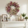 With Bow Spring Flower Wreath Lifelike Artificial Flower Wreath Front Gate Wreath  Front Door