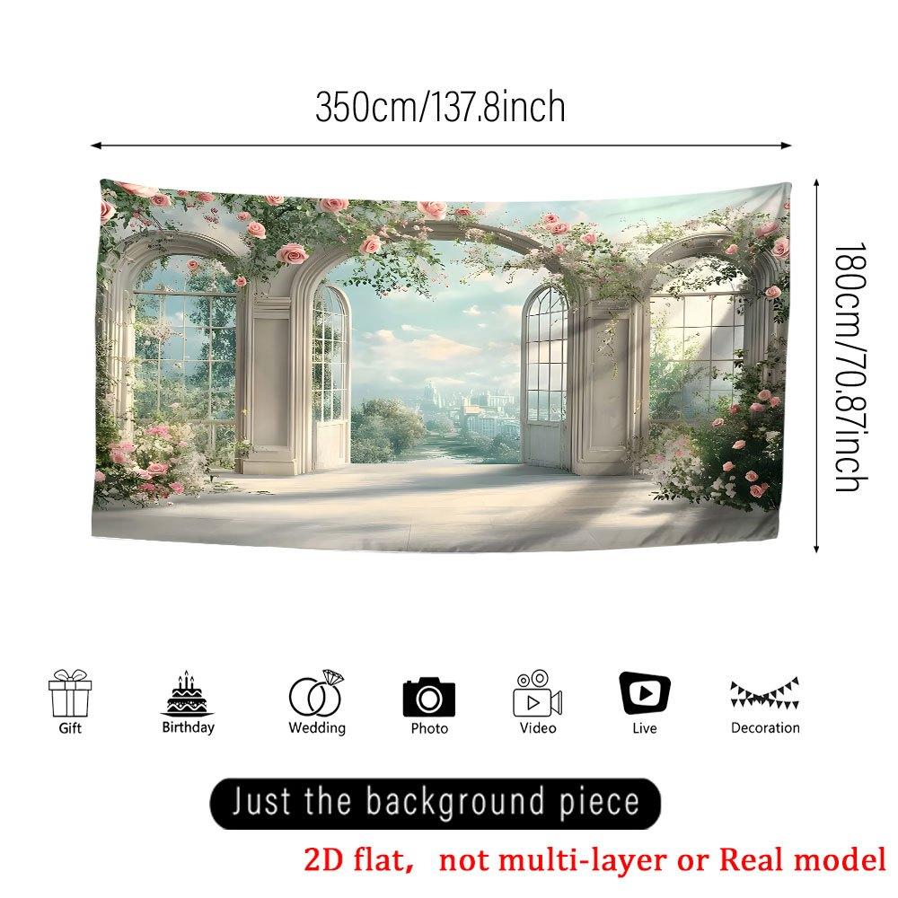 1Pcs Floral Archway Cityscape Garage Door Decoration Background Spring Backdrop Decorations For Photo Studio Photo Booth Party