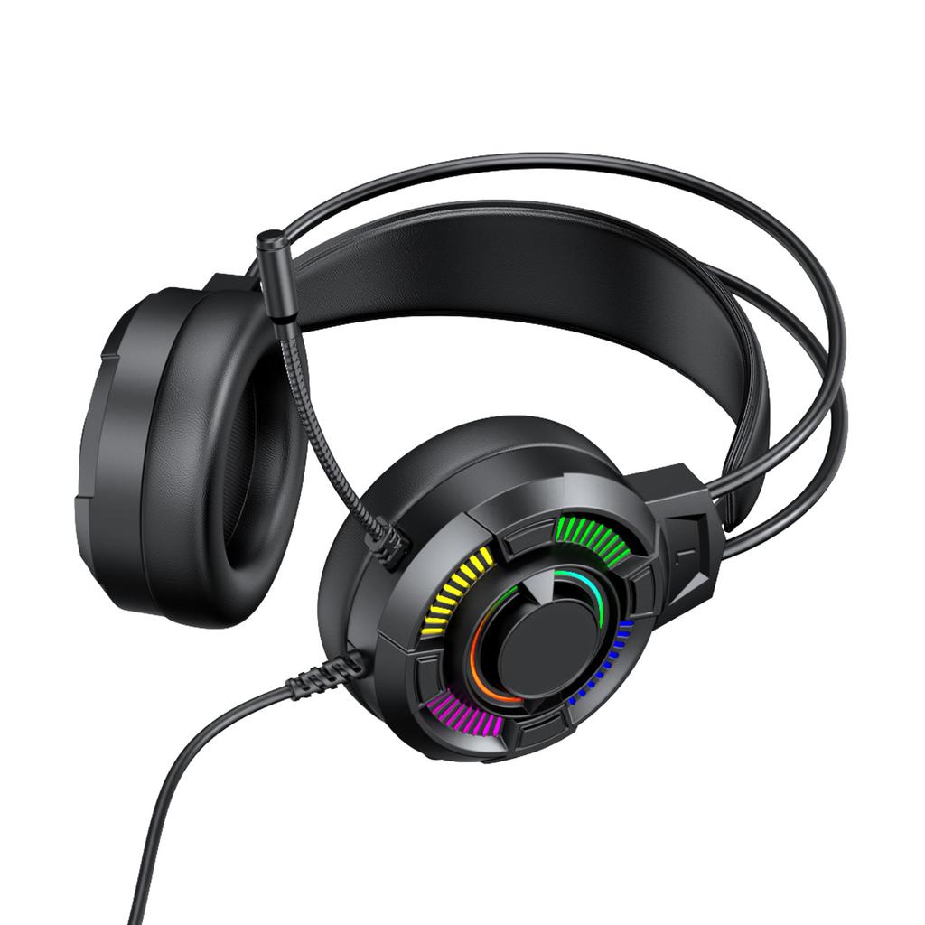 Gaming Headset with RGB Lights, 7.1 Surround Sound USB Wired Headphones, 50mm Drivers, Lightweight Design, Over Ear