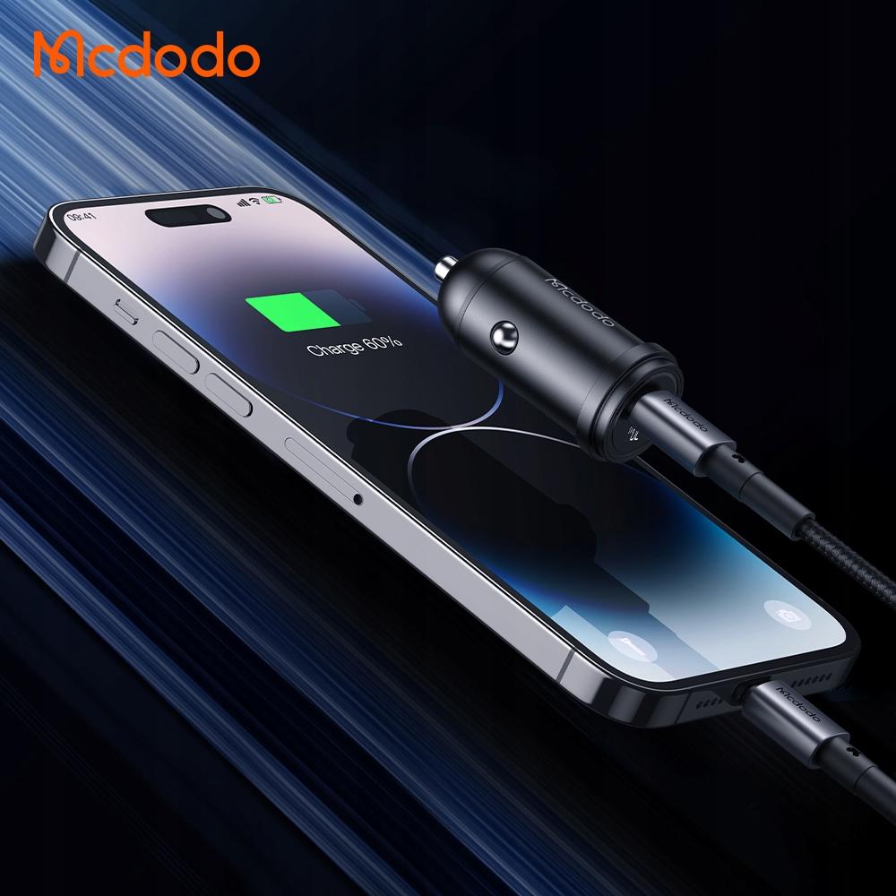 Mcdodo Fast Car Charger For Phone Usb-C Led + Lightning Cable