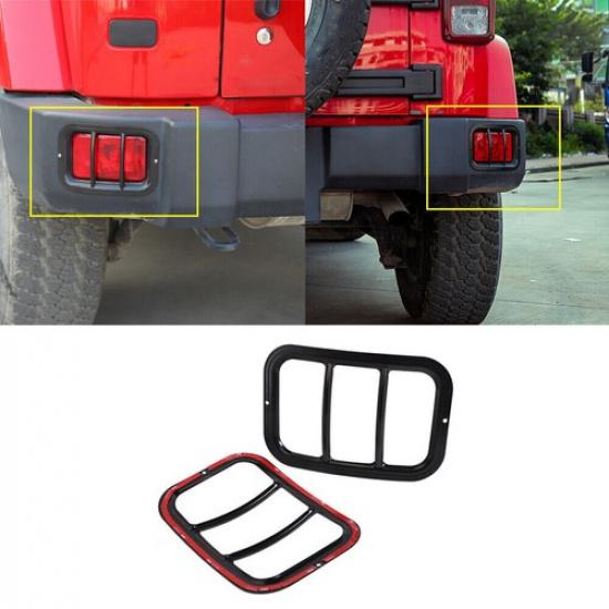 Black Rear Fog Lamp Light Guard Cover Trim Frame For Jeep Wrangler JK 2007-2017