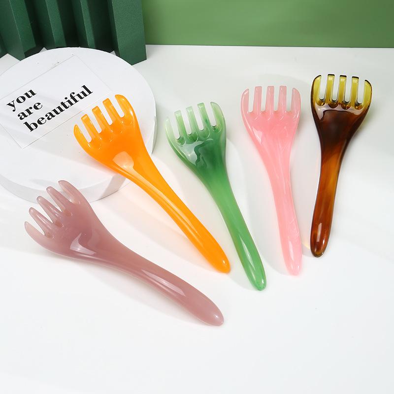 Amber Five-Claw Massager: Full-Body Meridian Massage & Scalp Scraping Comb for Relaxation